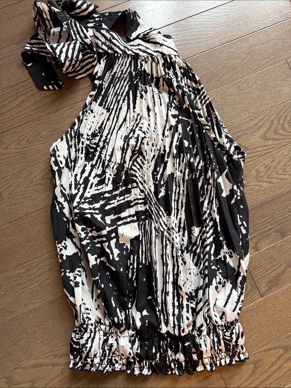 Black & White Abstract Halter Women's Top